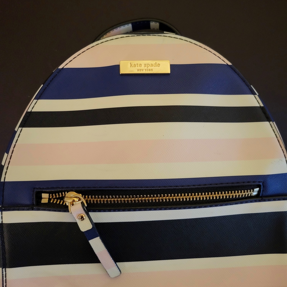 Kate Spade Striped Backpack with Gold Accents **Like New**
